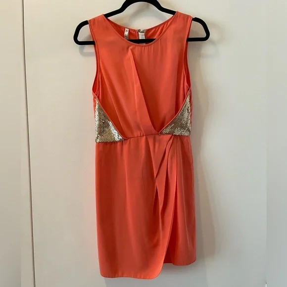 Sachin + Babi | Dresses | Sachin Babi Coral Dress With Gold Sequins |  Poshmark